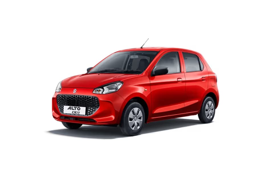 Maruti Suzuki Alto K10 STD Hatchback Petrol car front three-quarter view India 2026 price mileage safety specs side by side car comparison vs Maruti Suzuki S-Presso AiCarAdvisor