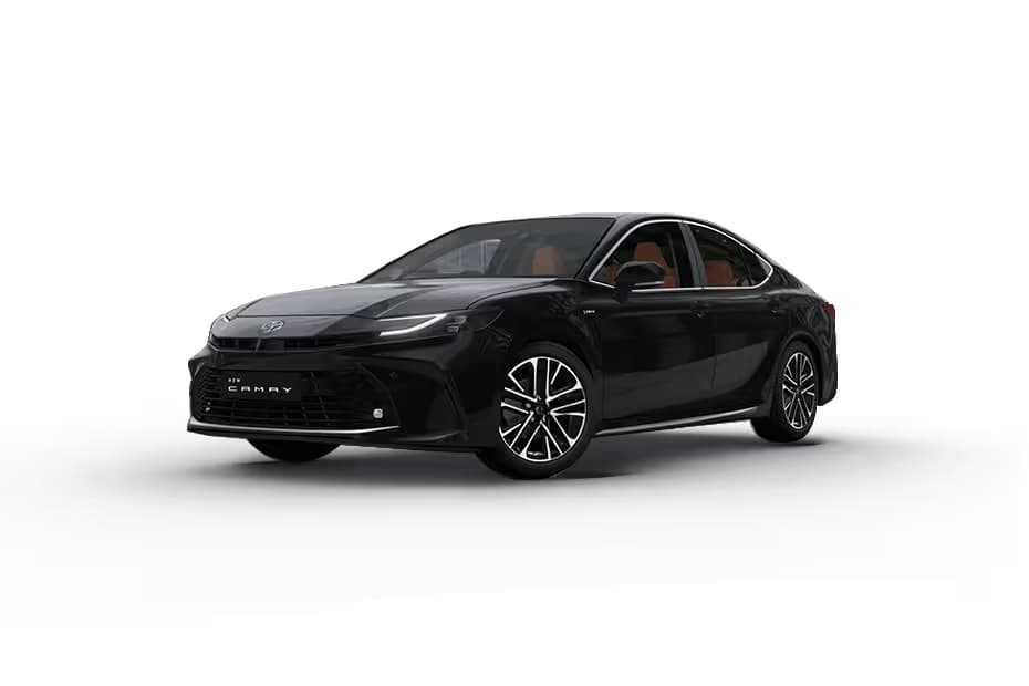Toyota Camry Elegance Sedan Petrol car front three-quarter view India 2026 price mileage safety specs side by side car comparison vs Honda City Hybrid AiCarAdvisor