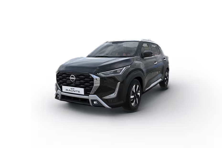 Nissan Magnite Visia AMT SUV Petrol car front three-quarter view India 2026 price mileage safety specs side by side car comparison vs Renault Kiger AiCarAdvisor