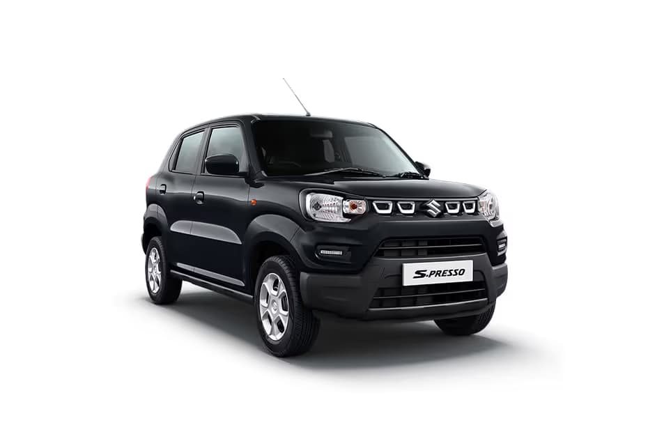 Maruti Suzuki S-Presso STD SUV Petrol car front three-quarter view India 2026 price mileage safety specs side by side car comparison vs Maruti Suzuki Alto K10 AiCarAdvisor